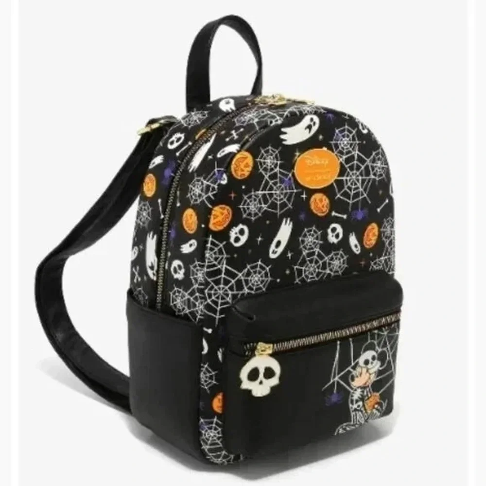 Her Universe Disney Mickey Mouse Halloween Skeleton Glow In The Dark Backpack - Picture 3 of 5